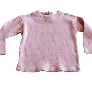 Zara boys light brown waffle knit long sleeve top size 3/4